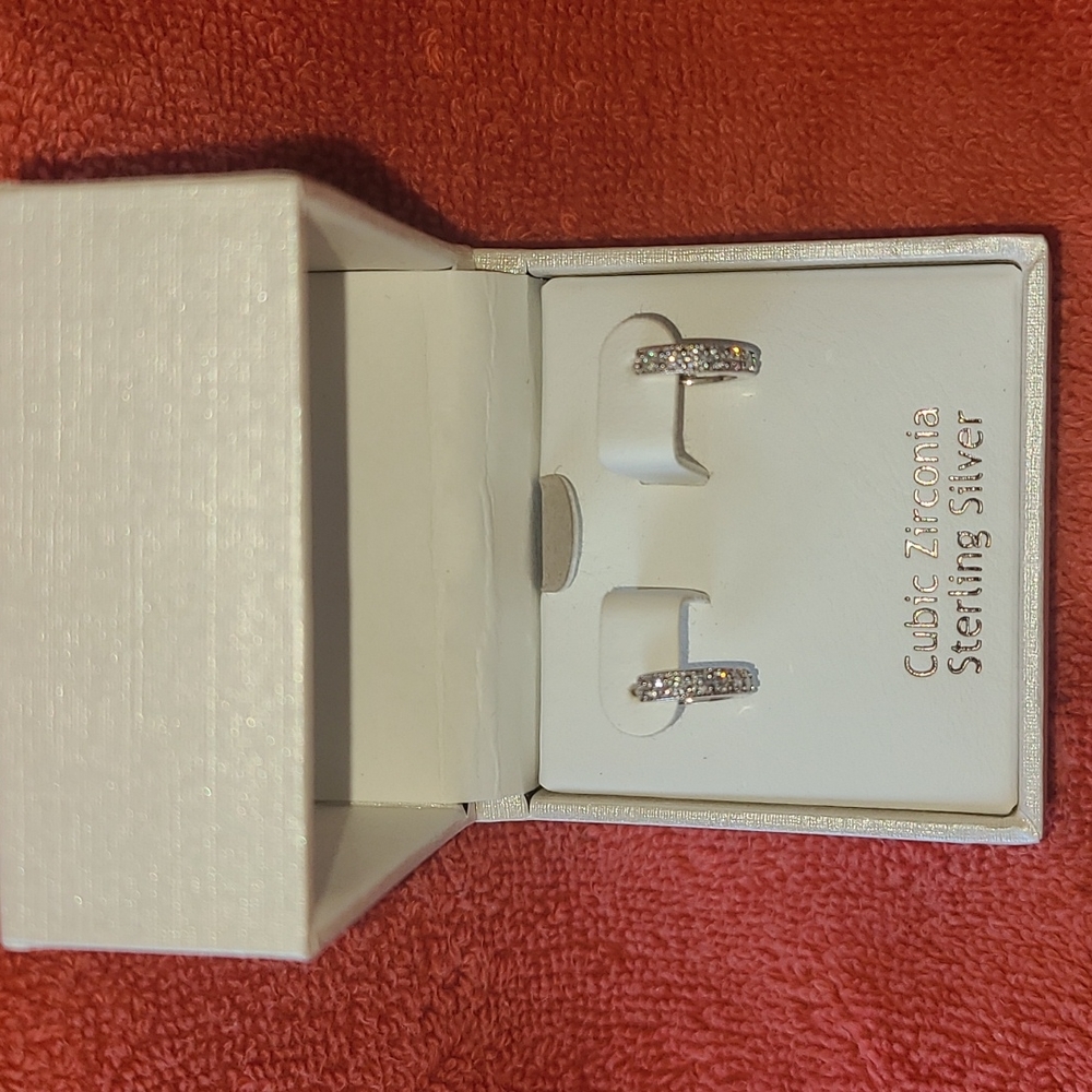 Rachel Ashwell Sterling Silver Cubic Zirconia Very Small Hoop Earrings